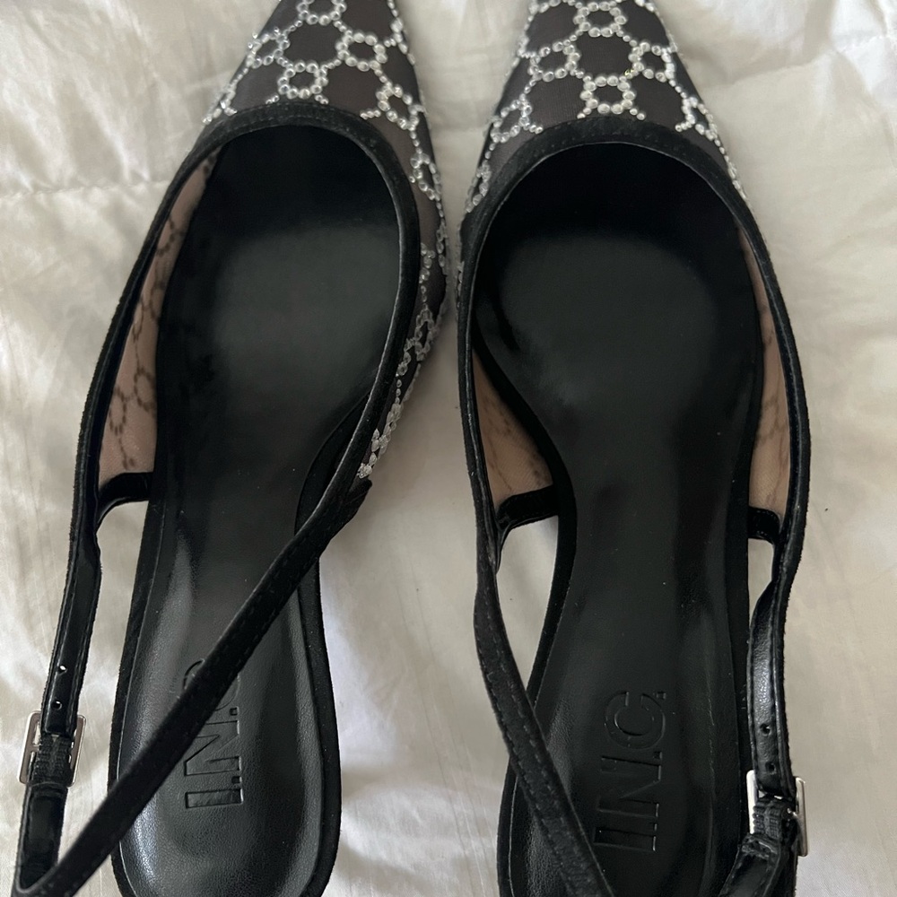 INC International Concepts Black and White Flats with Animal Print